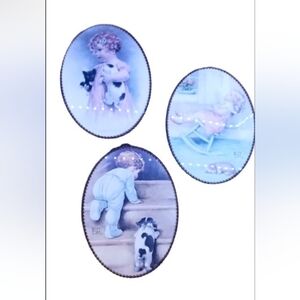 VINTAGE BESSIE PEASE GUTMANN FRAMED ART BRASS GOLD CHAIN LINK FRAME SET